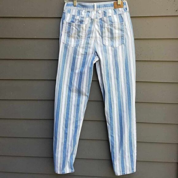 American Eagle Blue White Stripe Mom Jeans size 4 Long - Picture 6 of 12